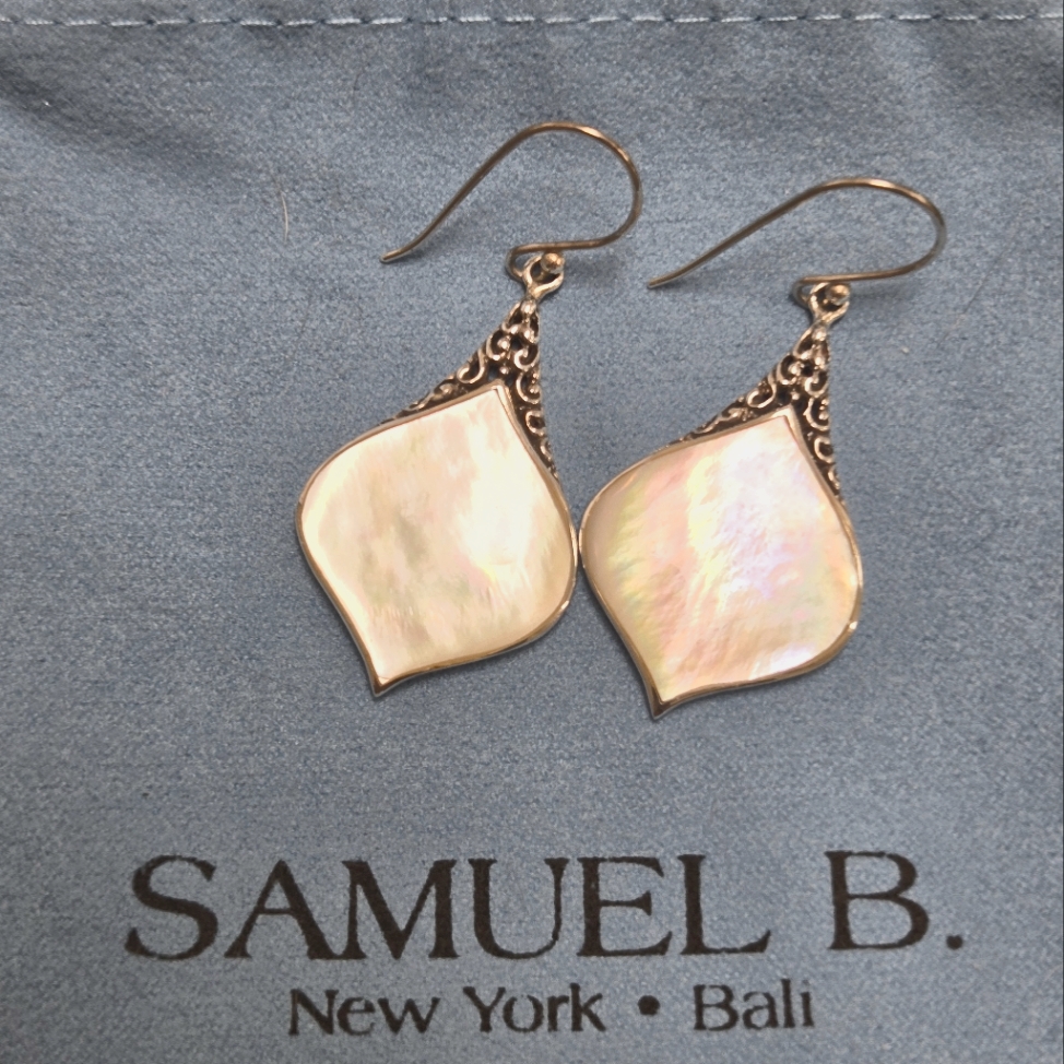 Samuel B Mother Of Pearl Sterling Silver Earrings 90$